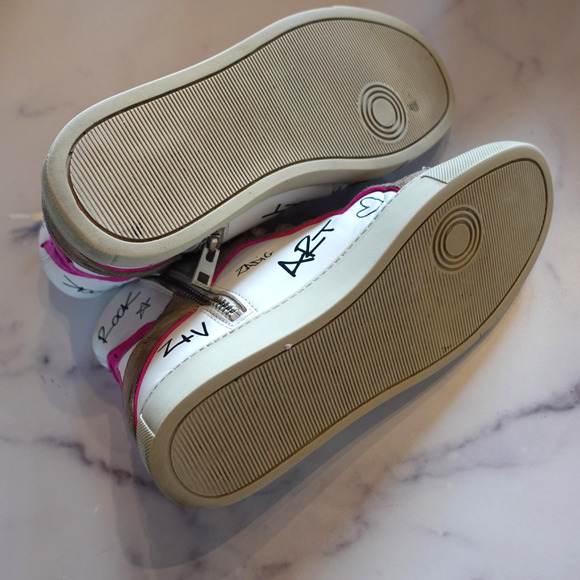 Zadig & Voltaire Sneakers Womens Size 38 White Pink Graffiti High Top Side Zip - Picture 6 of 8